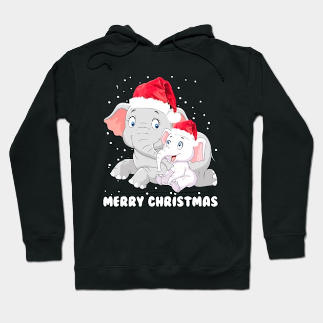 Merry Christmas Elephant Hoodie by Risset